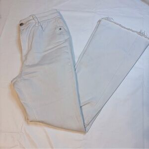 Good Hart White Wide-Leg Raw Hem Jeans